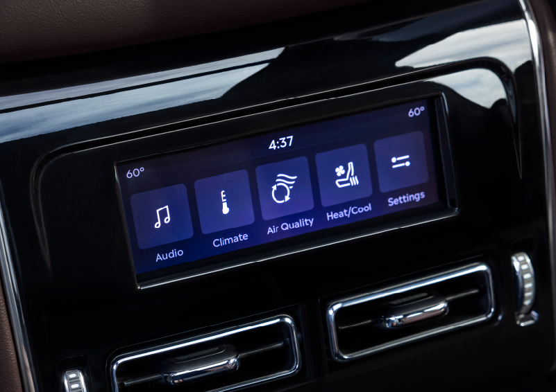 Driver controls like music, temperature, air quality, settings, and heat/cool seats are shown. | Parks Lincoln of Wesley Chapel in Wesley Chapel FL