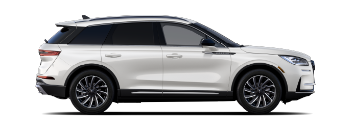 The passenger side of a Lincoln Corsair® SUV is shown in Pristine White. | Parks Lincoln of Wesley Chapel in Wesley Chapel FL